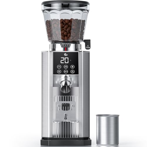 Conical Burr Coffee Grinder with 45 Settings and Touchscreen - Metallic Silver