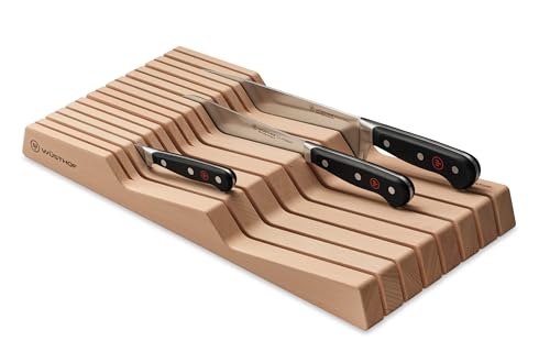In-Drawer Knife Tray for 15 Knives - Beech Wood Organizer, Wüsthof Style