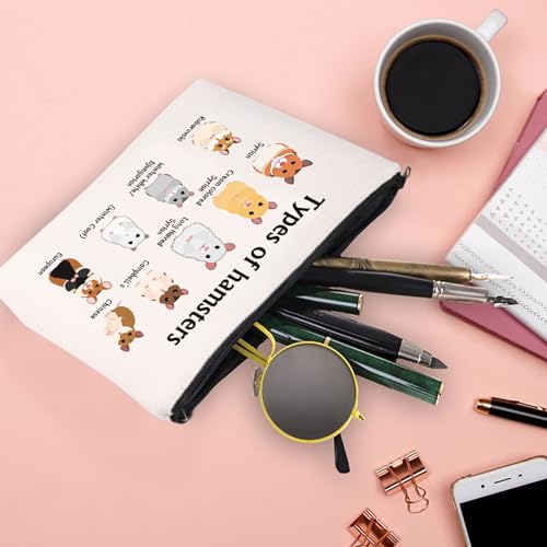 XYANFA Types Of Hamsters Makeup Bag Hamster Gifts For Hamster Lovers Hamster Mom Cosmetic Bag (Types of hamsters)