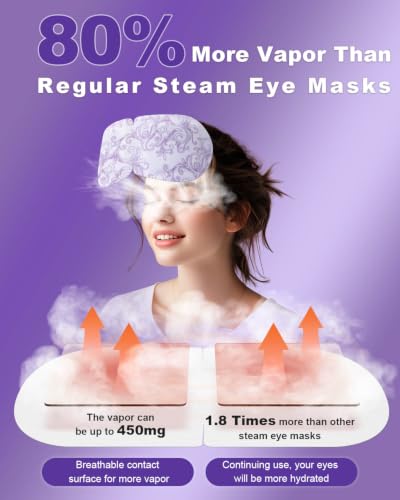Lavender Steam Eye Mask 30 Pack - Warm Compress for Dry Eyes & Relaxation
