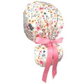 Scrub Cap for Women and Men, Ponytail Scrub Caps, Working Hat, Head Cover with Ribbon Ties and Buttons, Long Hair