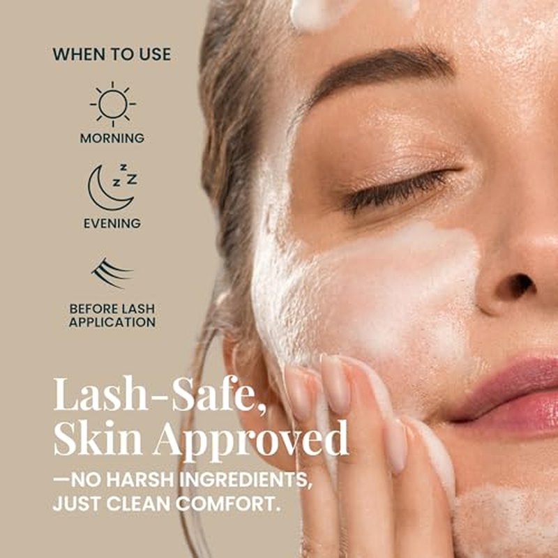 FlutterHabit Lash Shampoo, Gentle Foaming Eyelash Extension Cleanser, Lash Extension Cleanser Gently Removes Waterproof Makeup, Dirt, & Oil from Multi-Day Lashes, For Professional & Home Use (50ml)