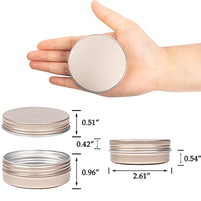 2 oz / 60ml Screw Top Aluminum Tin Jar with Screw Lid and Blank Labels - Pack of 23 (Champagne)