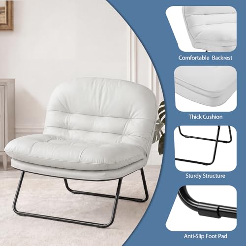DUMOS Comfy Saucer Floor Chair – Small Foldable PU Leather Lounge