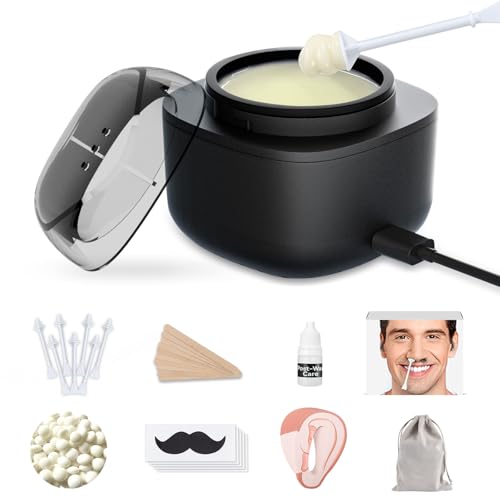 SUERBEATY Black Nose and Ear Waxing Kit for Men - Fast Heating, Complete Grooming Set