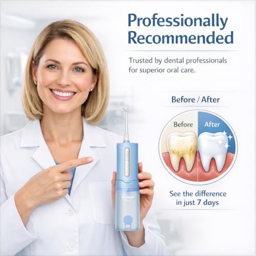 Cordless Water Flosser with 5 Pressure Modes & 4 Nozzles - Rechargeable Portable Dental Irrigator