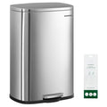 20 Gallon Stainless Steel Trash Can with Step-On Pedal - Silver