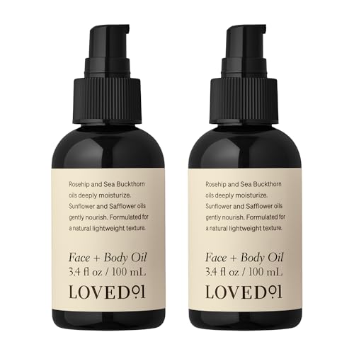 Loved01 Face & Body Oil 3.4 Fl Oz 2-Pack - Vitamin A & E Lightweight Hydration