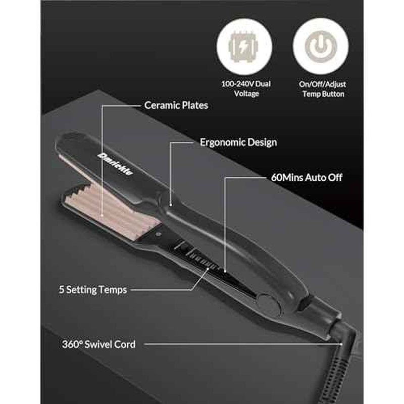 Hair Crimper for Volumizing Fluffy Hairstyle, Crimper Hair Iron with Ceramic Plates, Crimping Iron Tool for Women Girls Hair Waver Dual Voltage, Auto Off