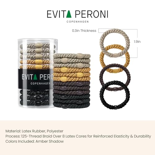 Evita Peroni No Damage Hair Ties Ponytail Holders for Thick Hair - Amber Shadow