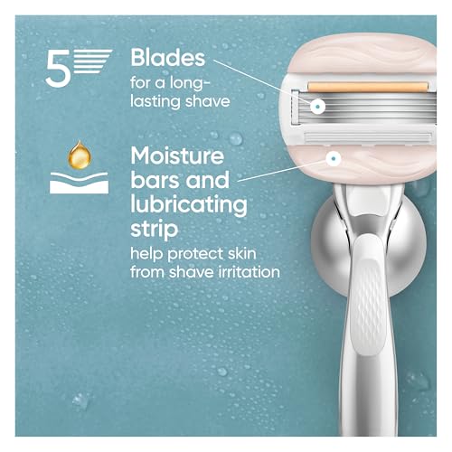 Gillette Venus MoistureGlide Women's Razor Blade Refills 6 Pack, 2-in-1 Shave Gel Bars for Sensitive Skin