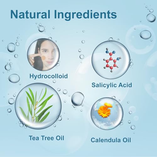 Pimple Patches for Face, Hydrocolloid Acne Patches, Absorb Zits and Blemishes, Invisible Spot Cover, Treatment for Breakouts, Acne Stickers with Salicylic Acid and Tea Tree Oil (24 Count)