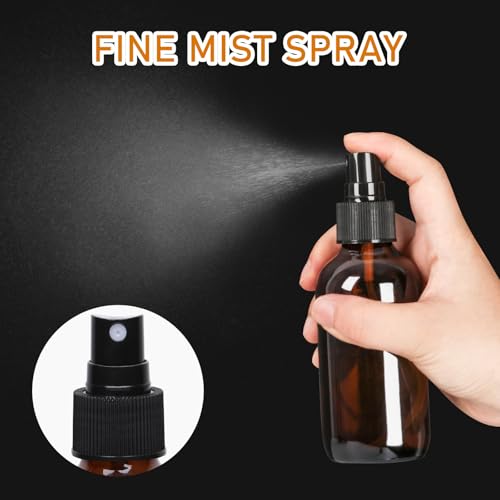 120ml Glass Spray Bottles with Fine Mist Sprayer 16Pack, Small Amber Glass Spray Bottles 4 oz for Perfumes,Cleaning Products,Pet Spray (4fl.oz, Set of 16)