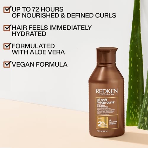Redken All Soft Mega Curls Sulfate-Free Shampoo 10.1 Fl Oz - Nourishes & Softens Dry Curly Hair