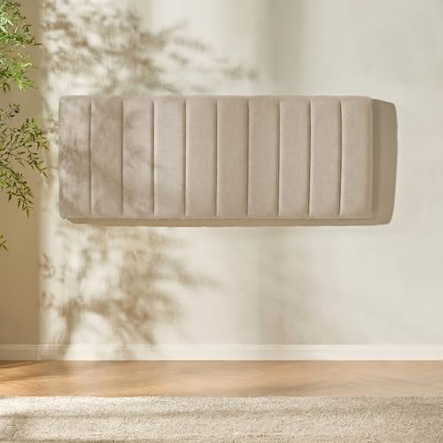 Nestl Beige Queen Upholstered Wall-Mounted Headboard - Easy Assembly, Channel Stitched, Soundproof Panel, Modern Bedroom Decor