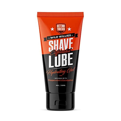 Premium and Hydrating Shaving Gel, Shave Lube by Wild Willies - Formulated with Caffeine, Calming Jojoba Oil & Cooling Eucalyptus Oil to Reduce Redness, Fight Nicks, Cuts, and Razor Burns