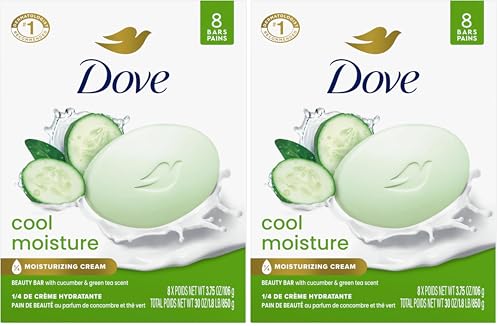 Dove Cool Moisture Beauty Bar Soap 3.75 oz Pack of 16 – Cucumber & Green Tea Scent
