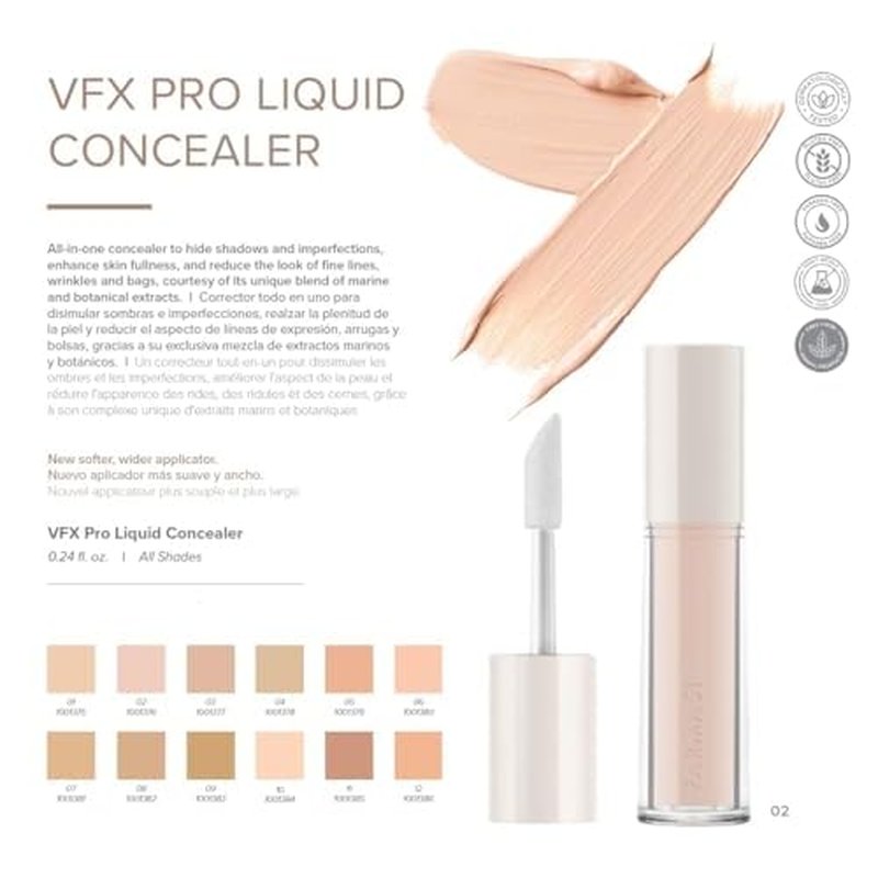 FARMASi Vfx Pro Liquid Concealer Makeup, All-in-one Full Coverage, Highly Pigmented Concealer for All Skin Type, Hide Shadows & Imperfections, Enhance Skin Fullness Foundation Concealer 0,24 Fl Oz N01