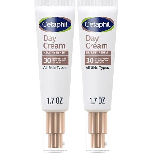 Cetaphil Healthy Renew Moisturizing Day Cream 1.7 Oz, with SPF 30, Skin Tightening Anti Wrinkle Cream for Face with Peptides, Fragrance Free, Retinol Alternative For Sensitive Skin, (Pack of 2)