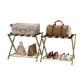 Smuxee Gold 2-Piece Fully Assembled Foldable Luggage Rack Set with 5 Nylon Straps