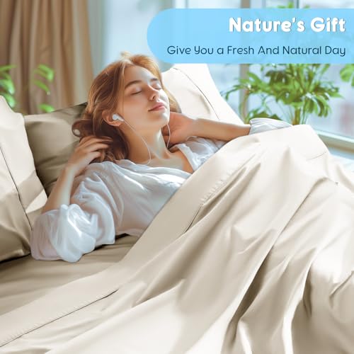 SONORO KATE 1000 Series Egyptian Cotton King Sheet Set Cream - 4 Pieces