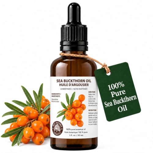 2 Fl Oz Sea Buckthorn Berry Oil - Pure Cold-Pressed Unrefined Skin & Hair Care