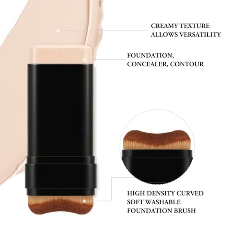 Matte Foundation Stick Makeup, Full Coverage Foundation Stick, Long Lasting, Concealer And Contour With Built In Applicator