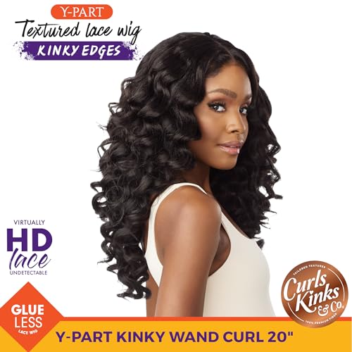 Kinky Wand Curl Synthetic Wig - 20 Inch, Jet Black, HD Lace, Glueless