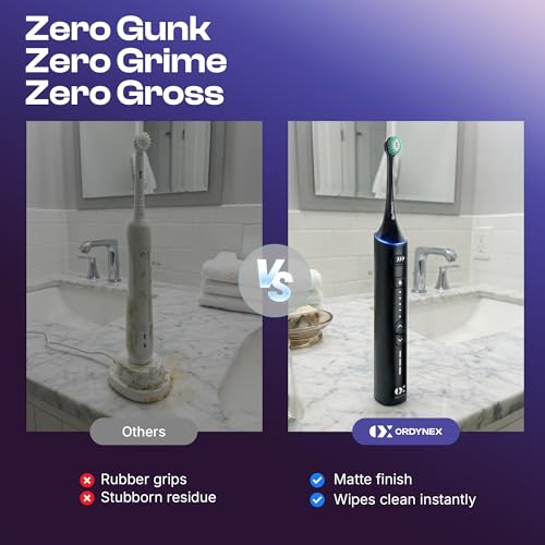 Ordynex Sonic Electric Toothbrush & Water Flosser Combo Black – Rechargeable Oral Care Kit for Sensitive Teeth & Braces