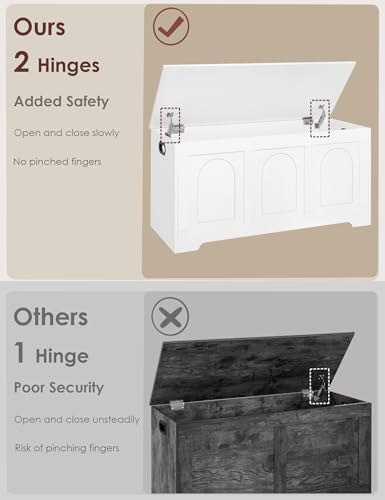 DINZI LVJ Wooden Toy Storage Chest White 39.4 Inch Large Capacity Storage Box