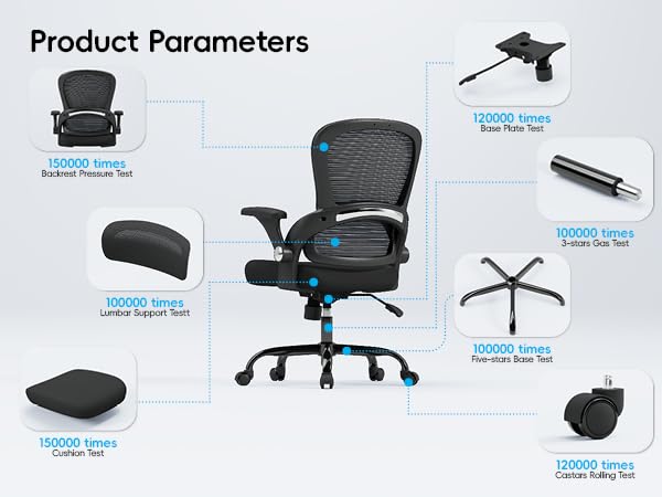 Ergonomic Office Chair Black - Adjustable Back Support for Adults - Pack of 1