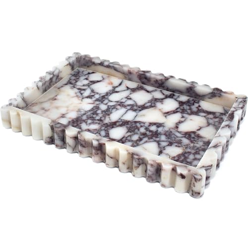 Marble Tray for Bathroom & Vanity - Calacatta Viola Purple, 11.8" x 8"