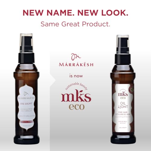 Earthly Body MKS Eco Oil Light 2 Fl Oz Hair Styling Elixir with Argan & Hemp Oil - Vegan & Cruelty-Free - Original Pack