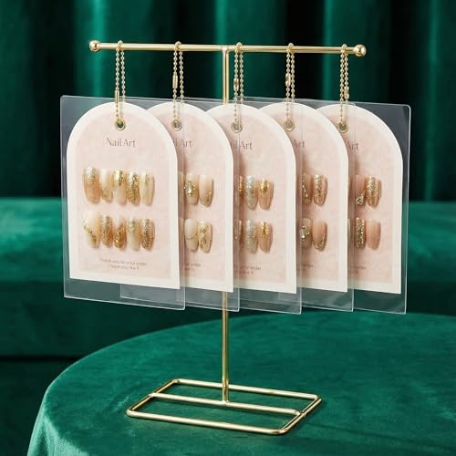 NOLITOY Nail Art Display Cards with Stand, False Nail Tips Sample Display Nail Gel Polish Display for Nail Art Manicure Tool