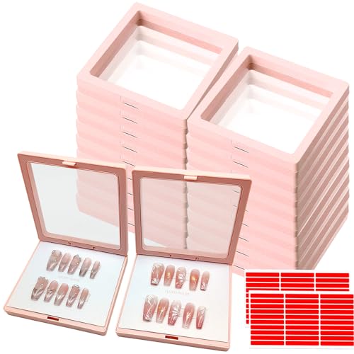 Pink 4.3 Inch 3D Floating Nail Display Box with 60 Double-Sided Tape – Press On Nail Packaging
