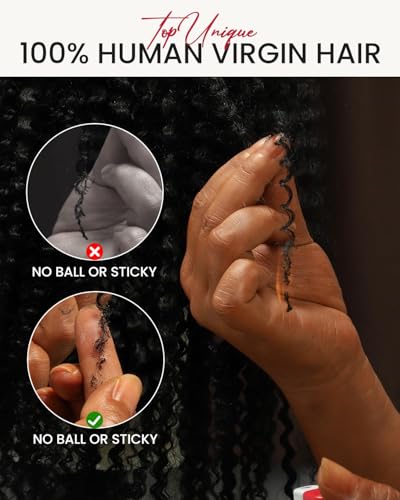Topunique Burmese Curly Human Crochet Hair 14 Inch 4 Pack Natural Black #1B