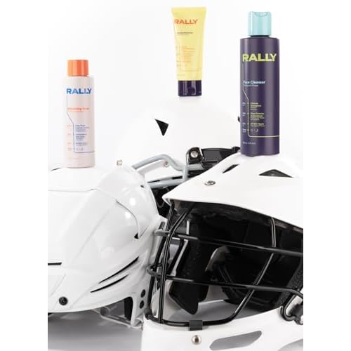 RALLY Clean Plant Powered Daily Face Routine | Healthy Skin Essentials | Teens + Athletes All Skin Types | Face Cleanser 6oz, Exfoliating Toner 4oz, Clearing Moisturizer 2oz