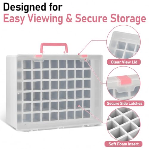 FULLCASE White 54-Bottle Nail Polish Organizer Case with Removable Foam