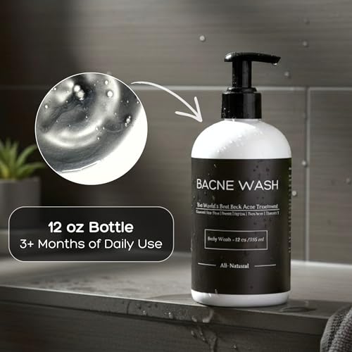 Natural Back Acne Body Wash with Charcoal & Tea Tree Oil - All Skin Types