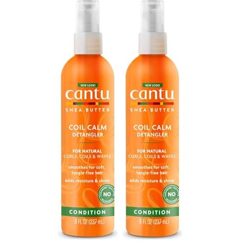 Cantu Coil Calm Detangler with Shea Butter for Natural Hair, 8 fl oz (Packaging May Vary) (Pack of 2)