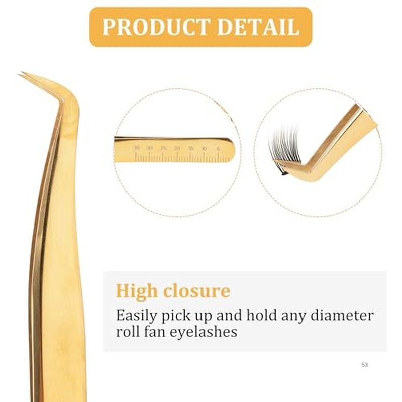 Bae XL Volume Boot Tweezer by SoCal Beauty - Professional Lash Extension Tool for Mega Volume Fans, Extra-Long Gold Tweezers with MM Measurement - Lash Artist Essential
