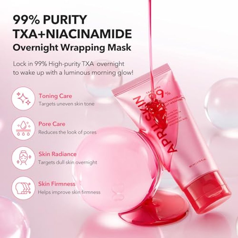 APRILSKIN TXA Wrapping Mask with Jelly Brush: TXA Niacinamide 99 Overnight Wrapping Mask and Jelly Brush