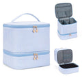 Cohawk Blue Stripes Nail Polish Organizer Bag Holds 30 Bottles, 2 Layers Travel Case