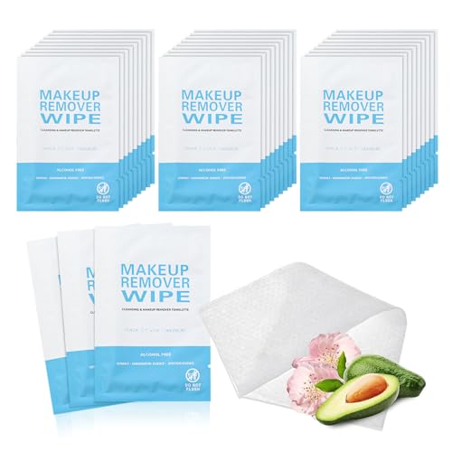 100 Pack Individual Makeup Remover Wipes Bulk,Individually Wrapped Face Cleansing Wipes, Travel Makeup Remover Cloth for Travel Hotel Skin Care Face Cleansing