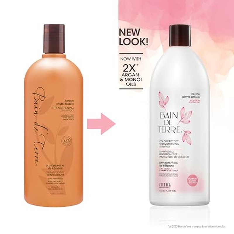 Bain de Terre Keratin Phyto-Protein Color Protect Strengthening Shampoo, Color-Safe Strengthening for Weak & Damaged Hair, Sulfate-Free, Paraben-Free