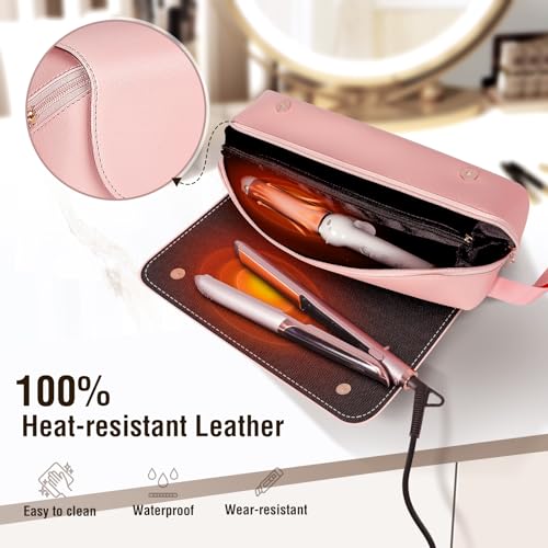 SS 2-in-1 Heat-Resistant Travel Hair Tool Case with Pink Variation