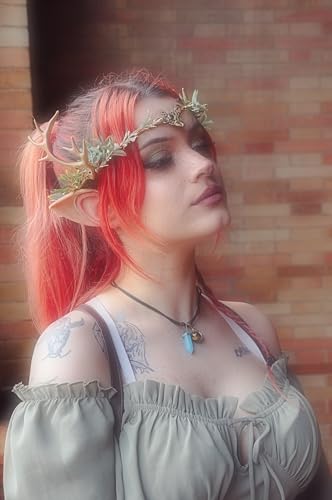 Woodland Antler Crown Fairy Headpiece for Women Renaissance Cosplay Halloween