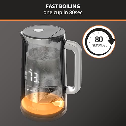 KRUPS Smart Temp Digital Electric Kettle 1.7L - Precise Temperature Control & Cool-Touch Exterior