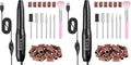 Portable Electric Nail Drill Machine Set - Black 2 Pack, 20000 RPM USB Manicure Pedicure Efile with Bits & Sanding Bands