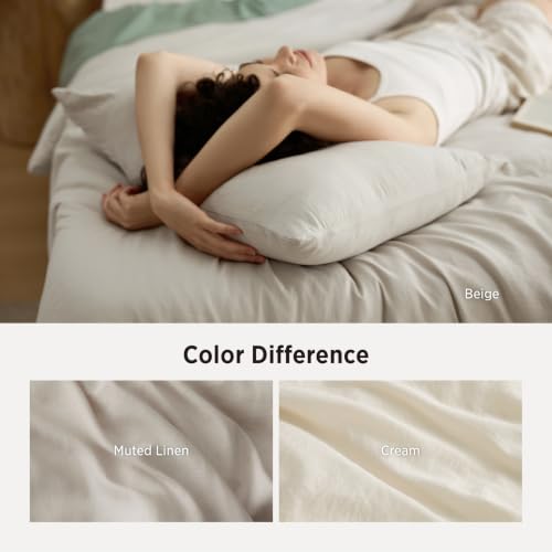 Bedsure Super King Comforter Set 3Pcs Beige 120x120 inches Prewashed Bedding